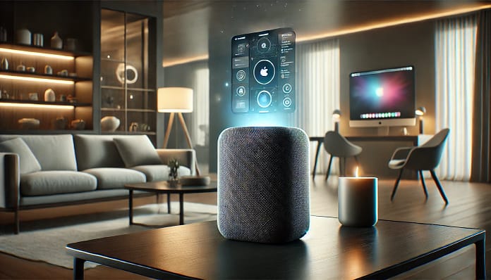 “Apple HomePod 2025: 7-inch Touchscreen and AI-Powered Home Automation Hub” “Apple HomePod 2025 featuring a 7-inch touchscreen, advanced AI capabilities, and home automation integration in a stylish modern design."